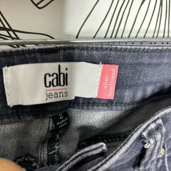 Cabi Gray Mid-Rise Slim Boyfriend Jeans Women's Size: 2 - Picture 2 of 6